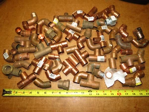 Lot of 70+ (10 lbs.) NEW 3/4" copper plumbing fittings mostly sweat Tees 90s etc - Picture 1 of 2