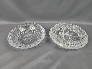 Lot of 2 Vintage Crystal Cut Glass Ashtray- Clear Very Heavy - Picture 1 of 9