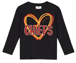 Baby Toddler Girls Black Long Sleeve "CHIEFS" Tshirt | Kansas City Football NEW - Picture 1 of 1