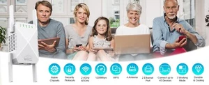 WIFI Extender, 2023 Fastest WIFI Booster 1200Mbps Dual Band (5GHz/2.4GHz) - Picture 1 of 9