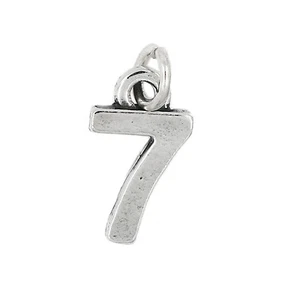 Sterling Silver Block Number 7 Seven Charm or Pendant - Picture 1 of 3