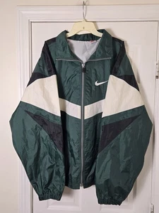 Rare Vintage 90s Nike Windbreaker Jacket Green Size 2XL XXL Made In USA Gray Tag - Picture 1 of 6