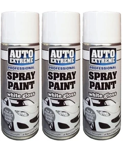 3x Auto Extreme White Glanz Sprühlack 400ml Auto Van Fahrrad Aerosol (1200ml) - Bild 1 von 1