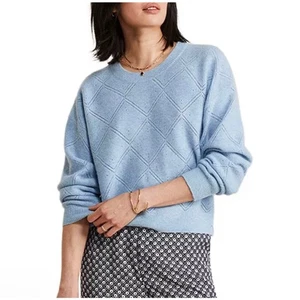 NWT! Vineyard Vines Seaspun Pointelle Jake Blue Cashmere Sweater M - Picture 1 of 8