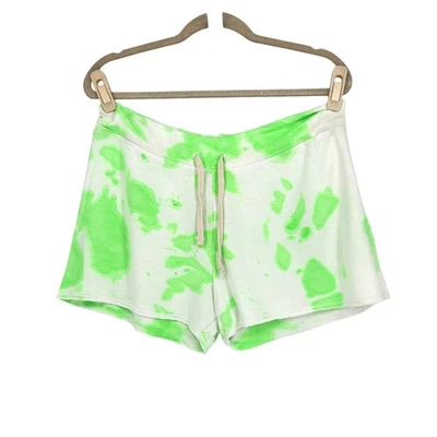 Sundry By Anthropology Women Neon Green Tie Dye Rayon Cutoff Shorts Size Large - Image 1 of 4