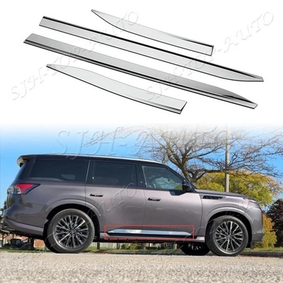 Para INFINITI QX80 2025-2026 Cromo Exterior Puerta Lateral Cuerpo Moldura Cubierta Borde 4p Foto 1 de 4