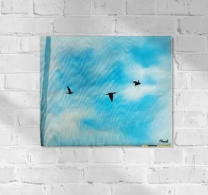 ⚠️Orig. Aboudi – Vögel im Himmel, Modern Acryl Malerei 50x40, klare Symbolik - Bild 1 von 11