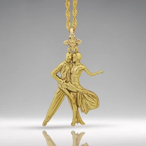 Tango Dance Necklace – 925 Silver Gold-Plated Pendant for Latin Dance Artists - Picture 1 of 13