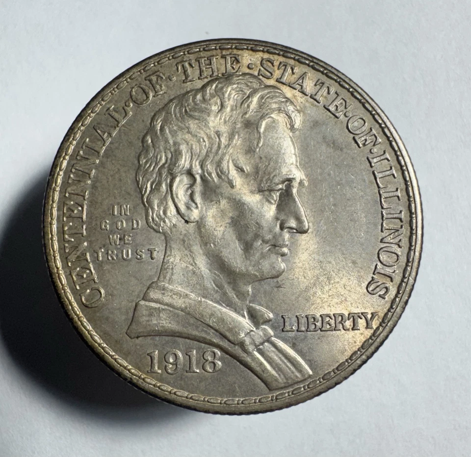 1918 Lincoln Illinois Silver Commemorative Half Dollar -0724 - Image 1 of 2