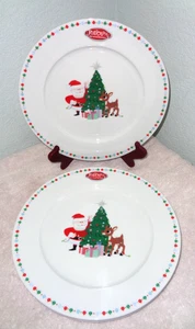 4 Rudolph The Red Nosed Reindeer Christmas Dinner Plates Red Border Zrike TV - Picture 1 of 4