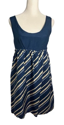 Vestido para mujer FOSSIL azul a rayas sin mangas mezcla de seda talla mediana Foto 1 de 4