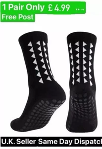 Black Sports Football Grip Socks Rugby Anti Slip Non Slip Grip Socks ✅ - Picture 1 of 2