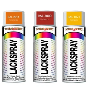 3x 400ml Kim Tec Lackspray Set Orange Rot Gelb Acrylharz-Basis UV-Beständig #04 - Bild 1 von 5