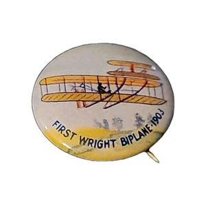 De colección BOTÓN PINBACK SERIE AVIÓN JUNIOR YANK Primer Biplano Wright 1903 .75" - Imagen 1 de 4