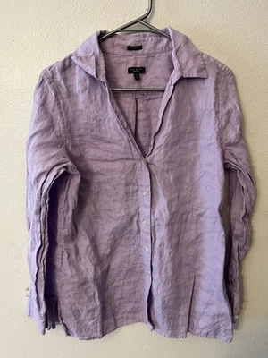 Блузка женская Talbot 14 фиолетовая на пуговицах с длинным рукавом чисто ирландский лен - Изображение 1 из 4