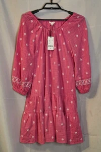 A Loves A Embroidered Tiered Dress Pink White Size Large Reversible Belt NWT - Picture 1 of 5
