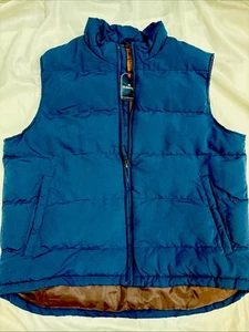 NWT St. John’s Bay Academy Blue Full Zip puffer Jacket Vest Coat, L  Pockets - Picture 1 of 7