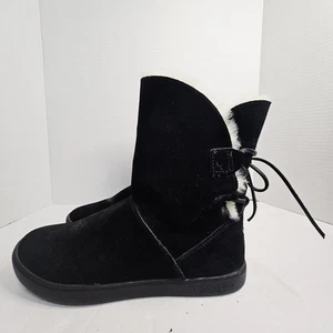 Koolaburra UGG Boots Womens 6 Shazi Short Shearling Winter 1019361 Black Suede - Picture 1 of 11