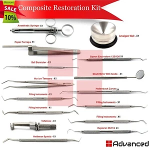 Dental Restorative Amalgam Tray Set Composite Filling Carver Excavator Scaler - Picture 1 of 13