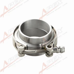 2" 2.5" 3" 4" Turbo Mild Steel Flange & Stainless Steel V-Band Vband Clamp Kit - Picture 1 of 8