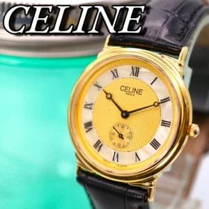CELINE Mother-of-Pearl Dial Small Seconds Round Gold Men's Watch 1087 - Picture 1 of 13