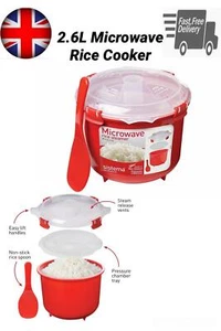 Sistema Mikrowelle Reiskocher 2,6L Gemüse Nudeln Dampfgarer Kochen BPA Frei Löffel - Bild 1 von 6