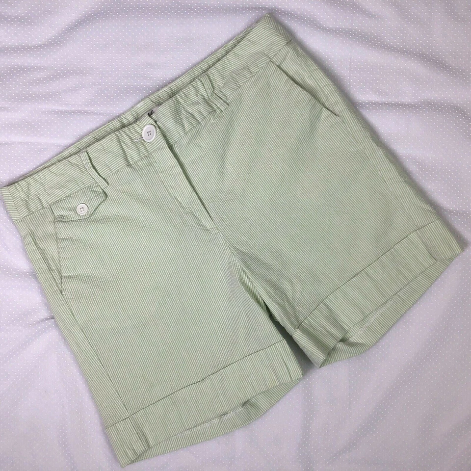 Pantalones cortos Jennifer & Grace para mujer talla 14 rayas verdes algodón/spandex tiro alto  Foto 1 de 4