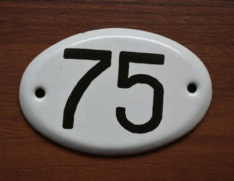 Room Number 75 Soviet Door plate vintage Apartment sign Plaque enameled metal Cover