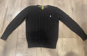 Polo Ralph Lauren Ls Cable Cn Sweater Black Size 7 - Picture 1 of 9