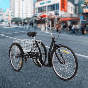 26 Zoll Dreirad 6 Gang 3 Räder Fahrrad + Einkaufskorb für Erwachsene/Senioren - Bild 1 von 11