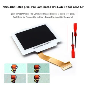 Easy Drop In V5 Laminated 720x480 Retro Pixel IPS LCD+Case For GBA SP-White lens - Picture 1 of 66