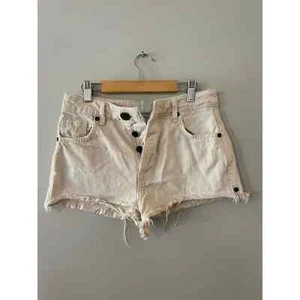 ONETEASPOON Cream Button Fly Denim Cut-off Shorts 24 - Picture 1 of 6