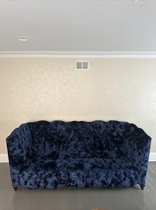 Blue Crushed Velvet Sofa Navy - Picture 1 of 6