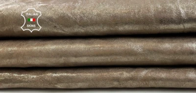 METALLIC PLATINUM WASHED DISTRESSED ON SAND Goatskin Leather 4+sqf 1.0mm C4124 - Image 1 of 4