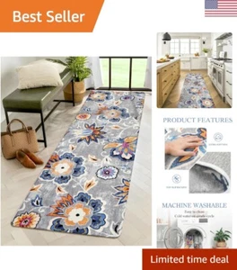 Floral Hallway Runner - 2x6 Washable Non-Slip Kitchen Runner Rug, Throw Light... - Picture 1 of 8