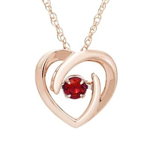 Dancing Lab-Created Ruby Heart Pendant in 14K Rose Gold Sterling Silver - Picture 1 of 6