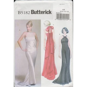 Butterick 5182 Halter Dress Gown w/ Train Wedding, Prom Pattern Size 6 8 10 12 U - Picture 1 of 4