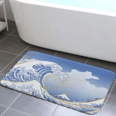 Alfombra de baño azul claro lavable suave acogedora alfombra de baño alfombra alfombras absorbentes Japón Foto 1 de 4