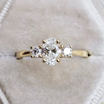 1.40 Ct IGI GIA Lab Grown Diamond Engagement Ring Oval Cut 14K Yellow Gold Size5 - Image 1 of 4