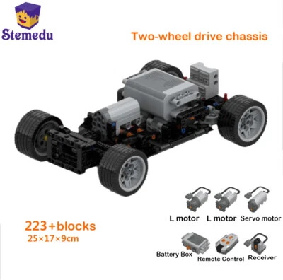MOC Chasis Técnico Dos Ruedas Tracción Eléctrico RC Coche Ladrillos Modelo Con Juego PF Foto 1 de 4