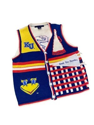 Rare Vintage Kansas Jayhawks Birch Bros Sweater Vest Womens Size Large KU L - Image 1 of 4