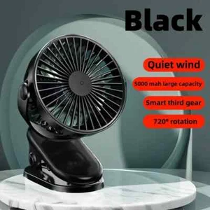 Portable Clip-On Mini Fan USB Rechargeable Students Dorm Camping Strollers - Picture 1 of 5