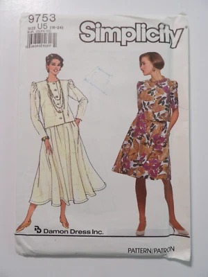 Simplicity 9753 Misses' Two-Piece Dress in 2 Lengths Size 16-24 Uncut Pattern - Image 1 of 3