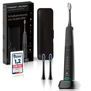 Tristan Auron Schallzahnbürste 55 000 Schwingungen + Etui- SonicMaster Schwarz - Bild 1 von 8