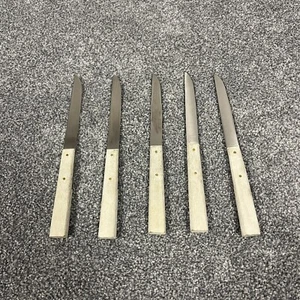 5 Raadvad Oaagard Denmark Stainless Crème Wood Handle Dinner Knives - Picture 1 of 6