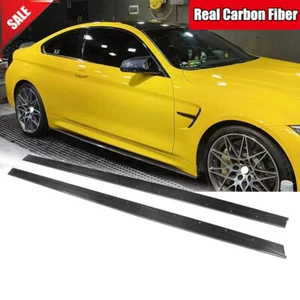 For BMW M4 F82 F83 2-Door 2014-19 Carbon Fiber Side Skirts Spoiler Extension Lip - Picture 1 of 12