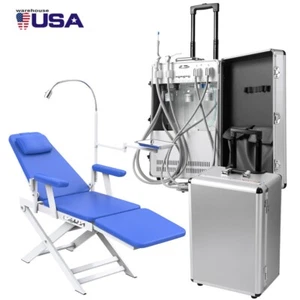 Portable Dental Delivery Unit Case Air Compressor Syringe Suction/Folding Chair - Picture 1 of 45