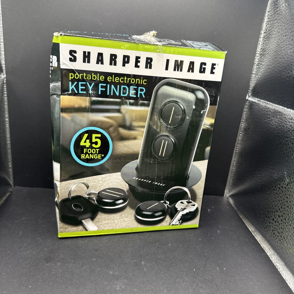 SHARPER IMAGE Electronic Key Finder Portable Finds Keys 45 Feet Away 2 Key Fobs - Image 1 of 3
