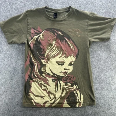 Obey Shirt Mens Small Olive Green Girl Rose Grenade Graphic Made USA Urban Art - Image 1 of 4