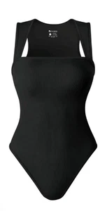 OQQ Fitness Damen Ripp Body Square Neck XL Ärmellos Tank Schwarz Weich - Bild 1 von 3
